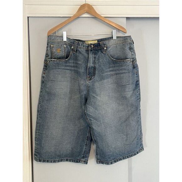 Vintage Rocawear‎ Blue Denim Shorts Mens Size 40 Y2K Baggy Embroidered Oversized - Picture 1 of 13
